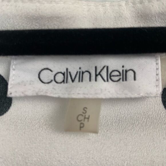 Calvin Klein White Polka Dot Blouse S - Picture 4 of 6